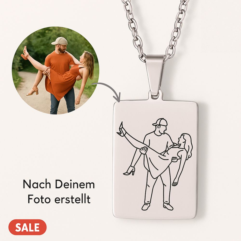 Personalisierter Anhänger mit individueller Linienzeichnung – Gravur nach Ihrem Foto