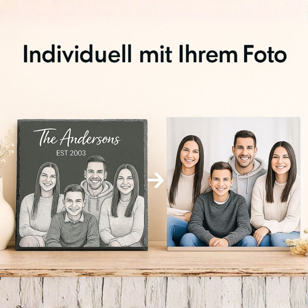 Personalisiertes Familienbild auf Stein – Einzigartiges Erinnerungsstück/Geschenkidee