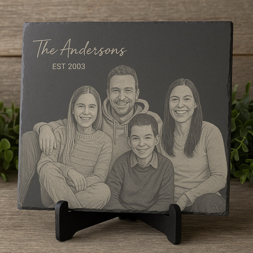Personalisiertes Familienbild auf Stein – Einzigartiges Erinnerungsstück/Geschenkidee