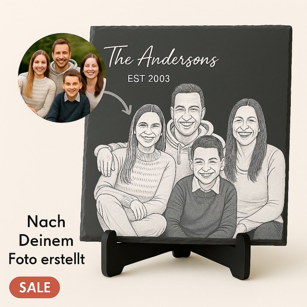 Personalisiertes Familienbild auf Stein – Einzigartiges Erinnerungsstück/Geschenkidee